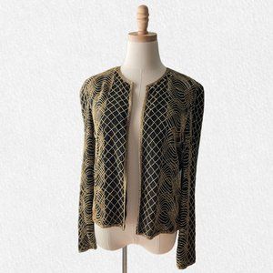 VTG Silk Black and Gold Beaded Gatsby Cocktail Jacket